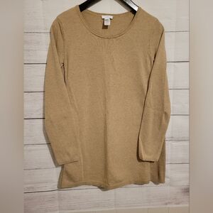 J. Jill Tan Long Sleeve Scoop Neck Tunic Sweater Small